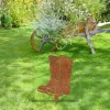 Rusted Rubber Garden Boots Metal Garden Decor, Gardening Rain Boots Stake