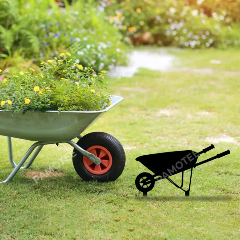 Wheelbarrow Black Metal Garden Decoration, Wheelbarrow Gardening Exterior Art