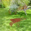 Rusty Wheelbarrow Metal Garden Decor, Wheelbarrow Laser Cut Artwork