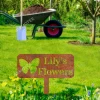 Personalized Any Text Rustic Butterfly Metal Garden Decoration, Butterfly Flowers Backyard Ornament