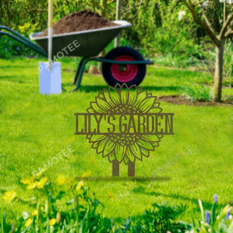 Personalized Sunflower Green Rustic Metal Garden Decor, Sunflower Stake For Gardening Lovers