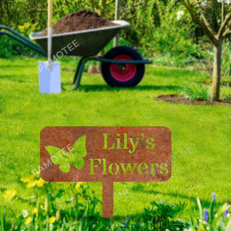 Personalized Butterfly, Flowers Metal Garden Decoration, Flowers Decorative Stake
