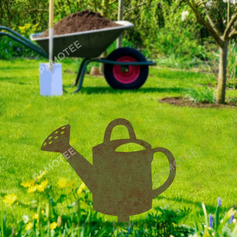 Rusty Green Watering Can Metal Garden Decoration, Watering Can Laser Cut Art