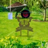Customized Butterfly Above Ribbon Green Metal Garden Art Monogram, Butterfly Stake For Mother