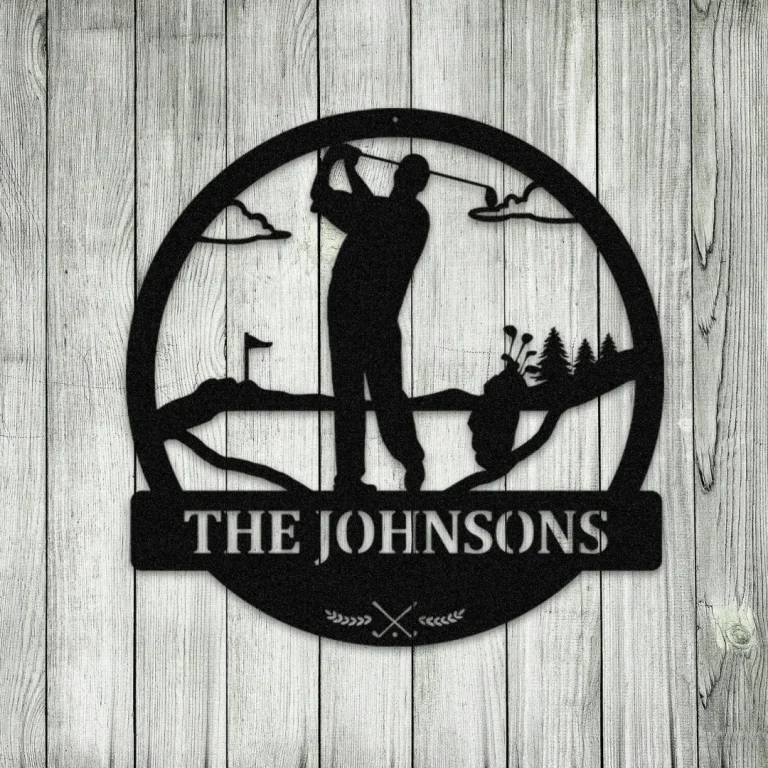 Custom Golf Player Metal Art Monogram, Steel Wall Hanging