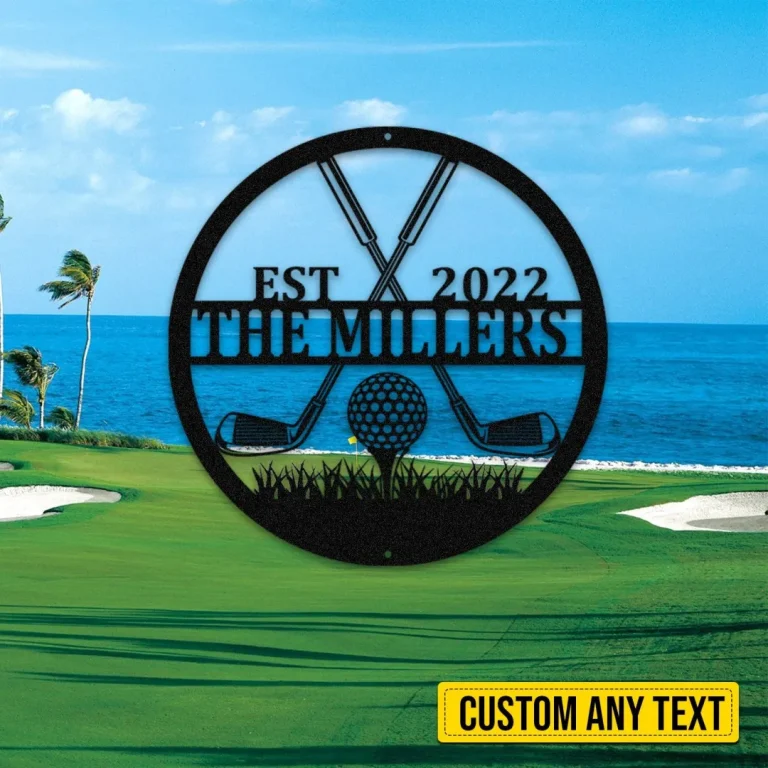Customized Name Date Golf Metal Art, Golfing Gift For Him
