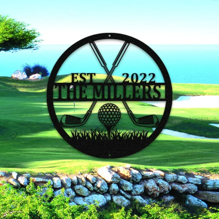 Customized Name Date Golf Metal Art, Golfing Gift For Him