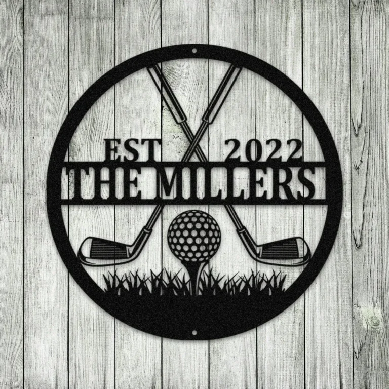 Customized Name Date Golf Metal Art, Golfing Gift For Him