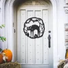 Halloween Cat Wreath, Cut Metal Sign, Metal Wall Art, Metal House Sign