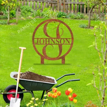 Customized Family Name Rustic Metal Garden Sign, Steel Wedding Gift