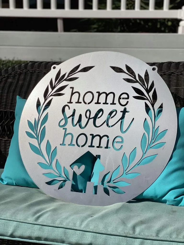 Home Sweet Home Metal Door Sign, Cut Metal Sign, Metal Wall Art, Metal House Sign