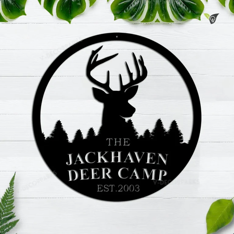 Personalized Deer Camp Metal Sign, Deer Hunting Sign, Camping Wall Art, Gift For Camping Lover