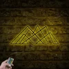 Geometric Mountain Led Lights Metal Sign Multi Colors, Mountain Wall Art, Geometric Wall Decor, Living Room Artwork, Mountain Metal Sign