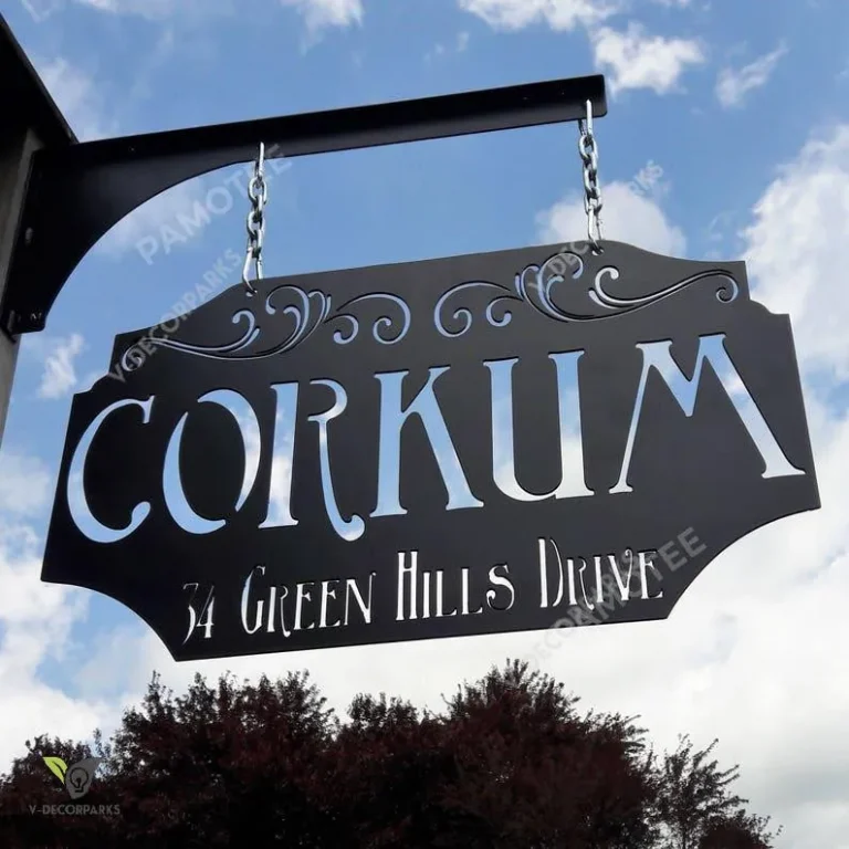 Custom Hanging Address Family Name Sign - Hanging Business Sign - Personalized Address Sign - Unique Outdoor Hanging Sign