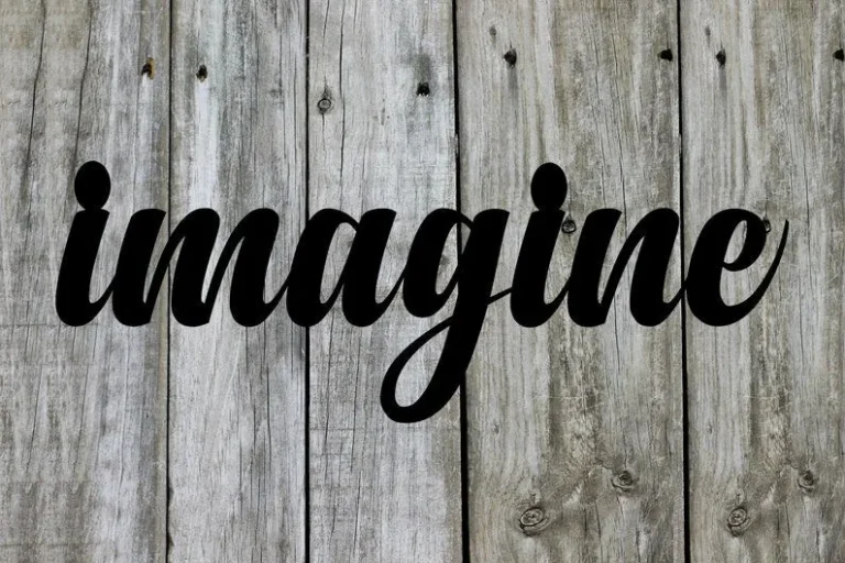 Imagine Script Metal Word Sign, Rustic Metal Sign, Cursive Farmhouse Decor, Housewarming Gift, Metal Wall Art, Steel Word Art