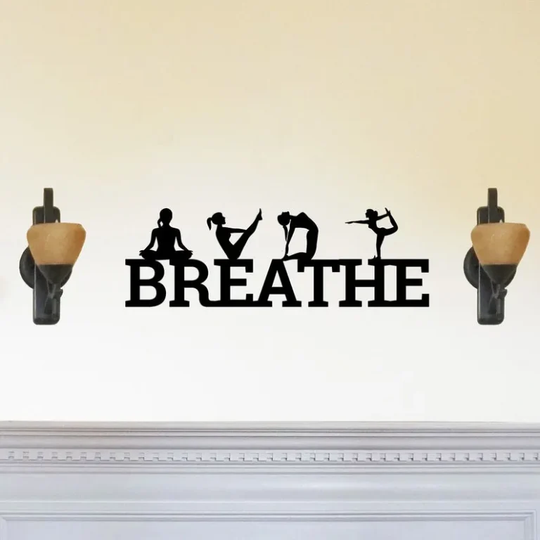 Breathe Yoga Poses Sign | Yoga Studio Metal Sign | Yoga Room Decor