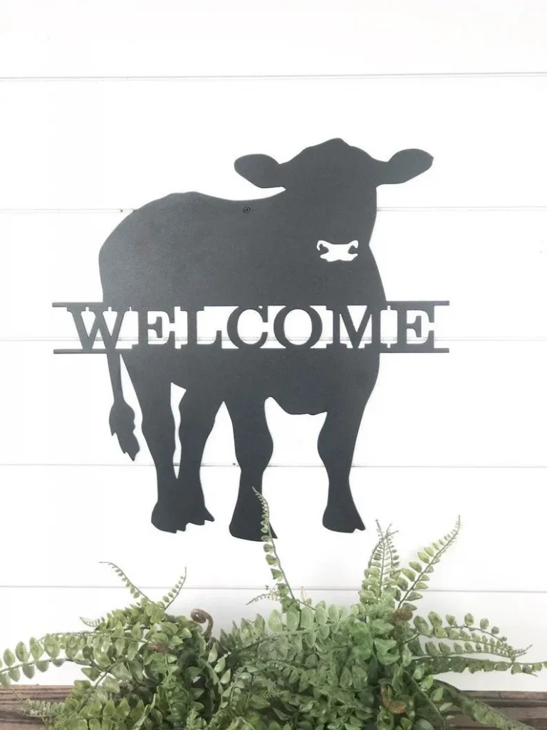 Cow Welcome Metal Decor, Metal Sign, Farmhouse, Wedding Gift, Farm Sign, Housewarming Gift, Rustic, Western Home Decor, Metal Art, Ranch