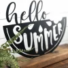 Hello Summer Watermelon Decor, Summer Metal Sign, Farmhouse, Shelf Decor, Metal Sign, Housewarming Gift, Rustic, Metal And Wood, Farm Sign