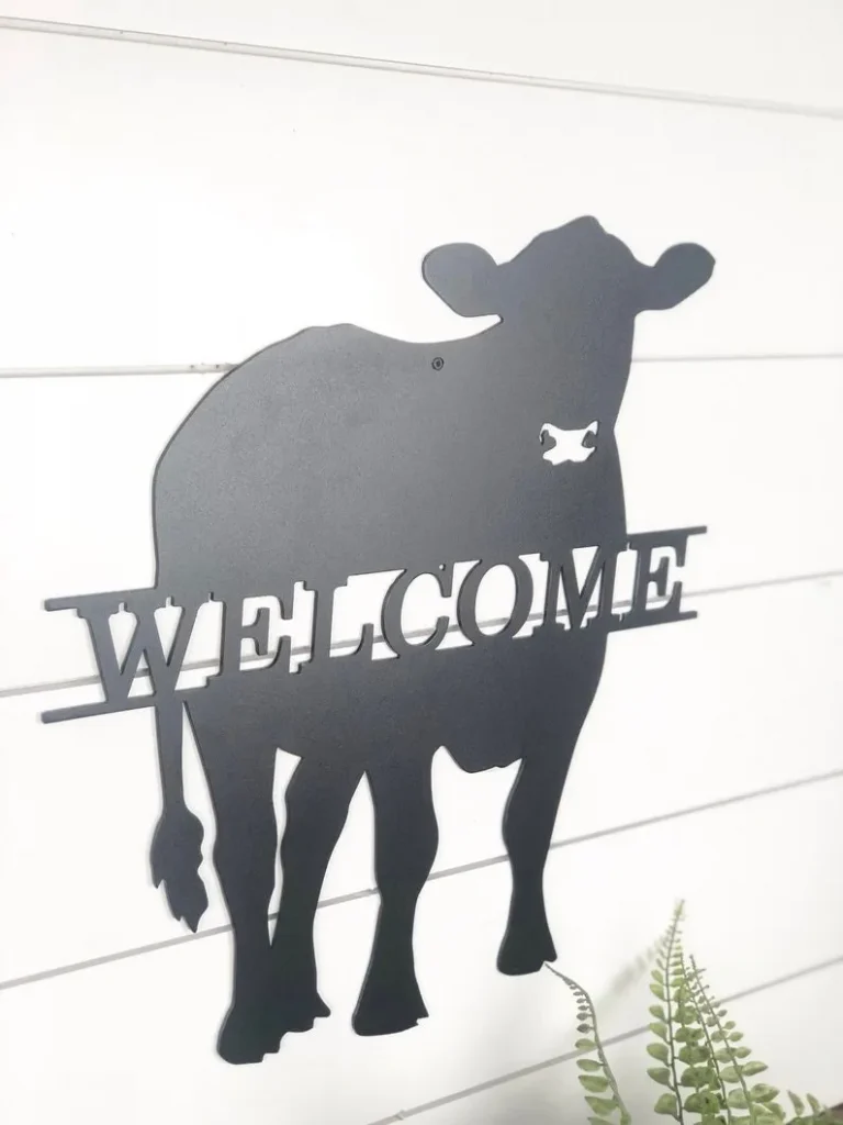 Cow Welcome Metal Decor, Metal Sign, Farmhouse, Wedding Gift, Farm Sign, Housewarming Gift, Rustic, Western Home Decor, Metal Art, Ranch