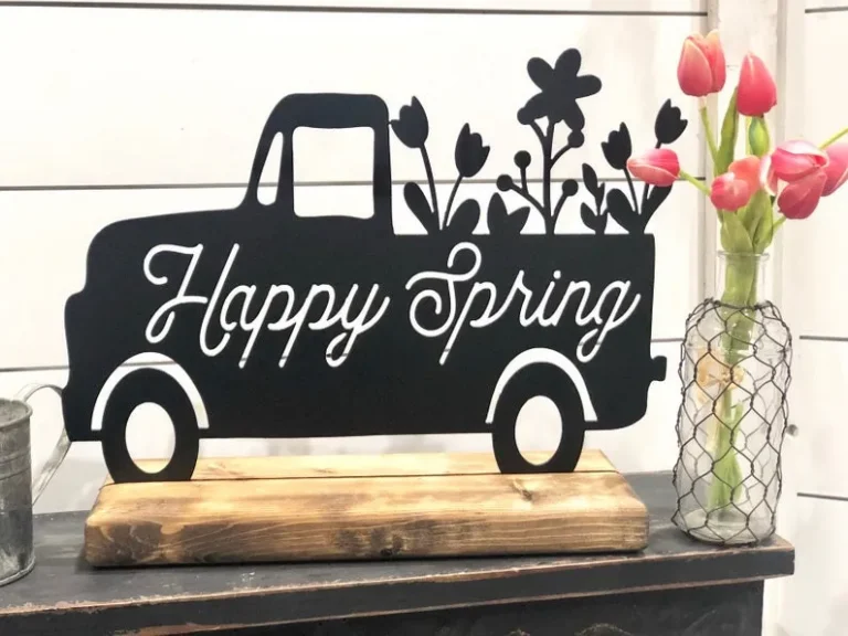 Happy Spring Metal Decor, Spring Metal Sign, Farmhouse, Shelf Decor, Metal Sign, Housewarming Gift, Rustic, Metal And Wood, Farm Sign