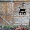 Custom Cat House Number Sign, Personalized Metal Decorative Address Number Marker, Customized House Numbers Sign