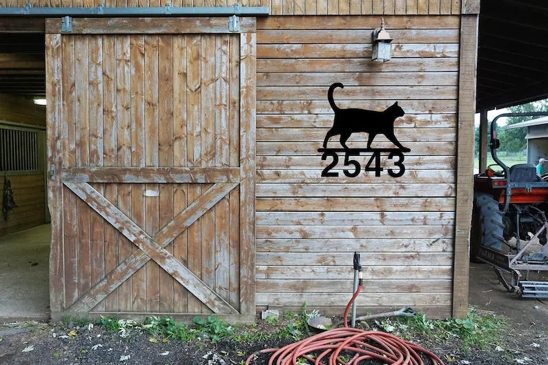 il_794xN.2007727731_atv1_1df32836-ea47-494b-837f-58b9b357472b.webp Custom Cat House Number Sign, Personalized Metal Decorative Address Number Marker, Customized House Numbers Sign