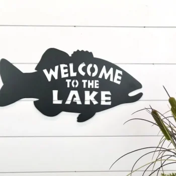 Welcome To The Lake House Metal Sign, Metal Sign, Lake House Sign, Fish Welcome Sign, Rustic Fish Sign, Metal Sign