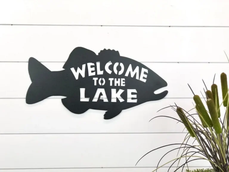 Welcome To The Lake House Metal Sign, Metal Sign, Lake House Sign, Fish Welcome Sign, Rustic Fish Sign, Metal Sign