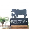 Cow Calf Pair Welcome Sign, Farmhouse Welcome Sign, Ranch Sign, Cow Decor, Metal Art, Sign With Base, Cow Sign, Rustic Metal Sign, Farm Sign