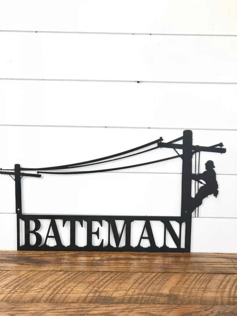 Lineman Last Name Metal Sign, Lineman Gift, Lineman Sign, Personalized Lineman, Christmas Gift, Custom Metal Sign, Door Hanger