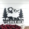 Bear Welcome Metal Sign, Rustic Bear Cabin Metal Art, Mountain Bear Scene, Metal Sign, Mountain Home Sign, Forest Scene