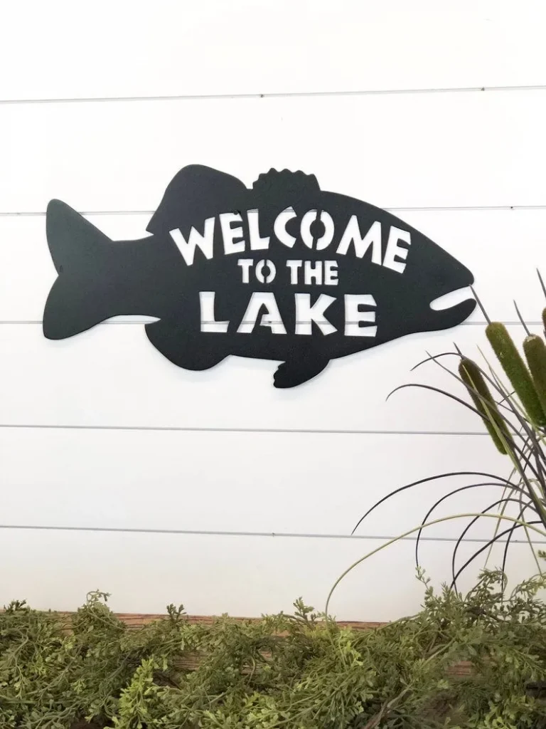 Welcome To The Lake House Metal Sign, Metal Sign, Lake House Sign, Fish Welcome Sign, Rustic Fish Sign, Metal Sign
