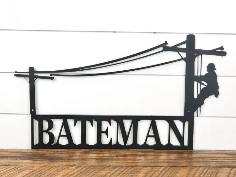 Lineman Last Name Metal Sign, Lineman Gift, Lineman Sign, Personalized Lineman, Christmas Gift, Custom Metal Sign, Door Hanger