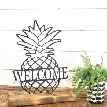 Pineapple Welcome Metal Sign, Pineapple Home Decor, Pineapple Shelf Sitter, Farmhouse Decor, Housewarming Gift, Pineapple Sign