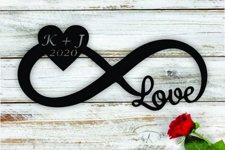 Personalized Infinity Heart Metal Wall Art Hanging