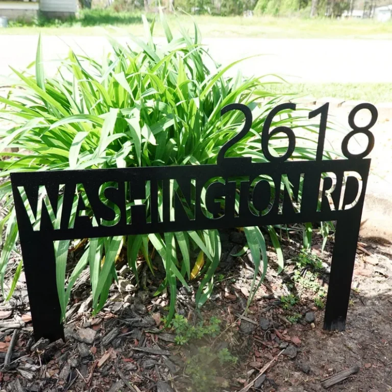 Lawn Address Monogram Metal Sign, Custom Address Sign, Address Sign