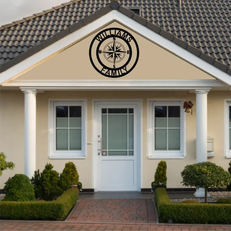 il_794xN.2306375538_7wrh.webp Metal Wall Art, Custom Personalized Compass Monogram With Personalized Name, Metal Monogram, Metal Sign, Nautical Wall Decor