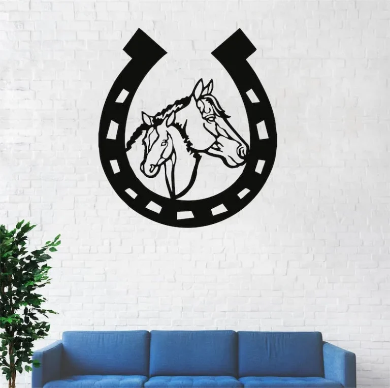 Metal Wall Art, Metal Horse Head Horseshoe Art, Farmhouse Decor, Horseshoe Sign, Metal Wall Decoration, Indoor Outdoor Decor