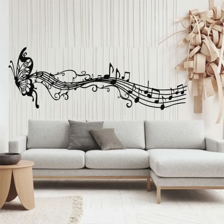 Metal Wall Decor, Metal Music Decor, Butterfly And Melody Notes Art, Home Living Room Decoration, Wall Hangings, Music Lover Decor