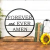 Forever And Ever Amen Metal Sign With Wood Base