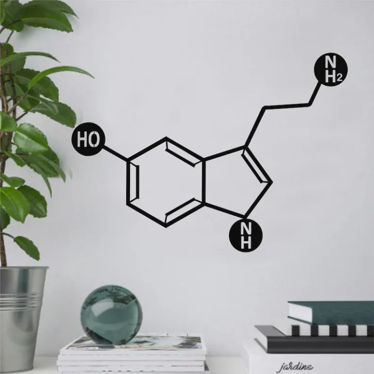 Metal Wall Decor, Serotonin Molecule, Metal Wall Art, Biology Chemistry Art, Serotonin Symbol, Happy Chemical Wall Decor, Serotonin Sign