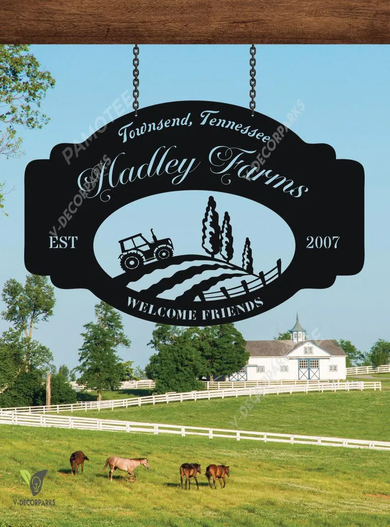 il_794xN.2462442116_2mvk_f80ae88f-71e4-4d3c-84a7-40e964cb006e.webp Metal Farm Sign For House Outdoor Metal Sign For Home Decor, Large Metal Family Estate Sign Tractor Family Name Sign Farm Address