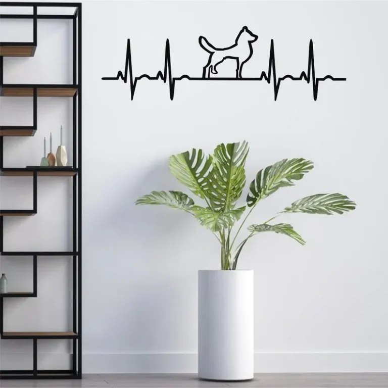 Metal Wall Decor, Ekg Dog Wall Art, Dog DÃ©cor, Living Room Decoration, Wall Hangings, Dog Lover Gift, Ekg Rhythm Geometric Puppy Art