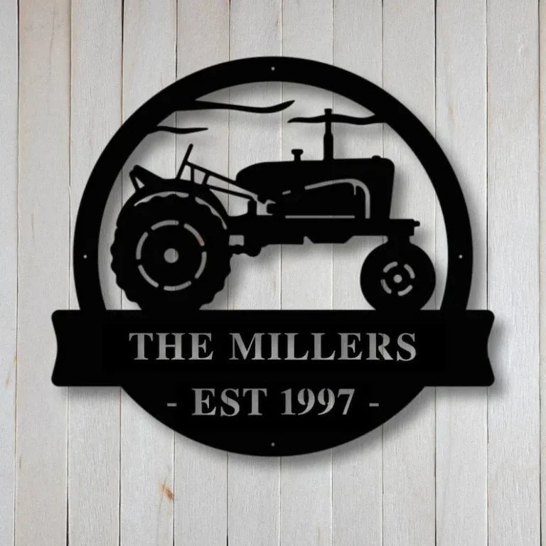 Custom Metal Tractor Sign, Metal Farm Sign, Metal Wall Art, Farmhouse Decor, Family Name Sign, Housewarming, Metal Sign For Farmer