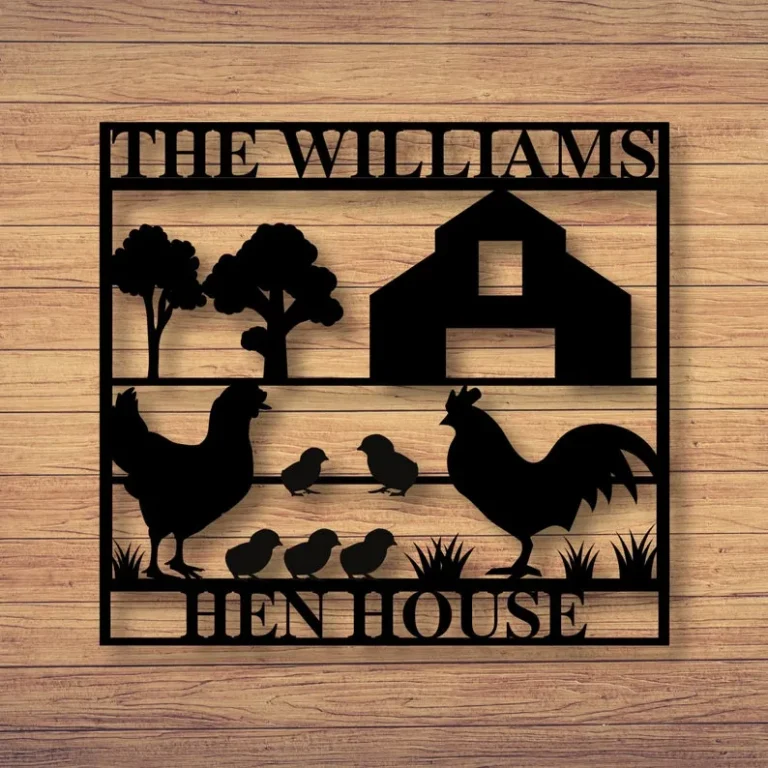 Custom Chicken And Rooster Sign, Custom Metal Chicken Farm Sign, Farmhouse Decor, Hen House Art, Gift For Farmer, Chicken Lover Art