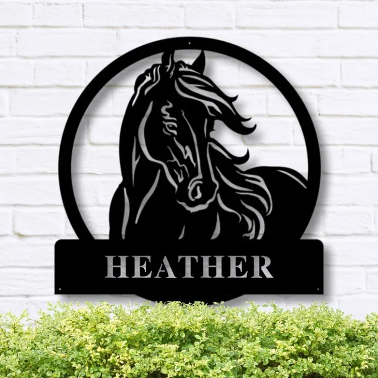 Custom Horse Sign, Metal Name Sign, Farmhouse Decor, Outdoor Family Name Sign, Outdoor Decor, Metal Sign, Personalized Metal Horse Sign