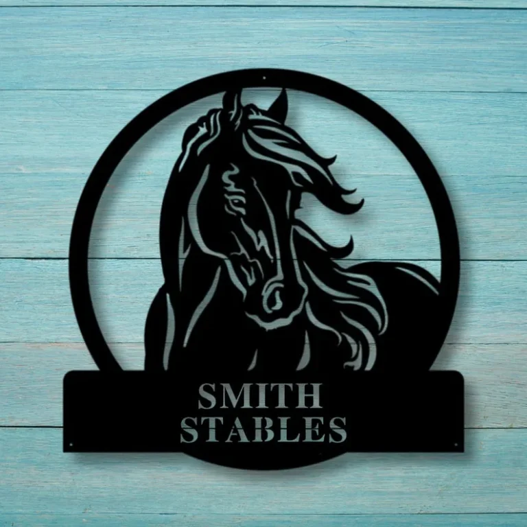 Custom Horse Sign, Metal Name Sign, Farmhouse Decor, Outdoor Family Name Sign, Outdoor Decor, Metal Sign, Personalized Metal Horse Sign