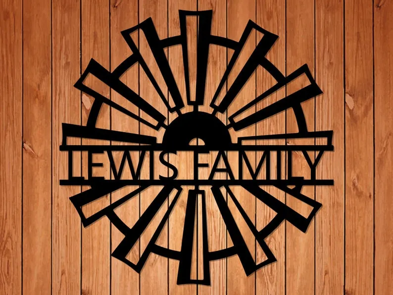 il_794xN.2826673986_krd1.webp Windmill Custom Monogram Steel Sign, Custom Sign, Monogram Sign, Wedding Gift, Cabin Sign, Mountain Sign, Fathers Day, Farmhouse, Farm Sign