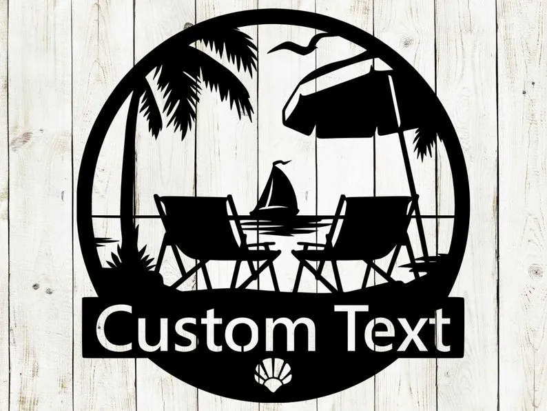 il_794xN.2847573556_jxdg.webp Beach Custom Monogram Metal Sign, Beach Sign, Beach House Sign, Beach Sign, Fathers Day