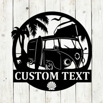 Beach With Surf Bus Custom Monogram, Custom Sign, Monogram Sign, Surf Sign, Beach Bum, Beach House Sign, Beach Sign, Summer